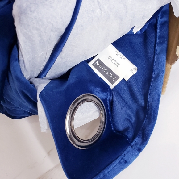 Prima Two Panel Velvet Darkening Insulated Window Curtains Navy Blue 38" X 84" - Picture 10 of 16